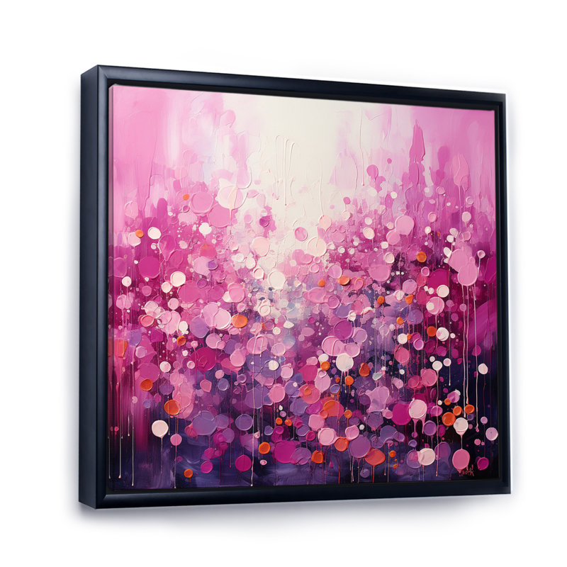Magenta Magic - Abstract Landscape Canvas Wall Art, 36" H x 36" W, Cadre flottant noir