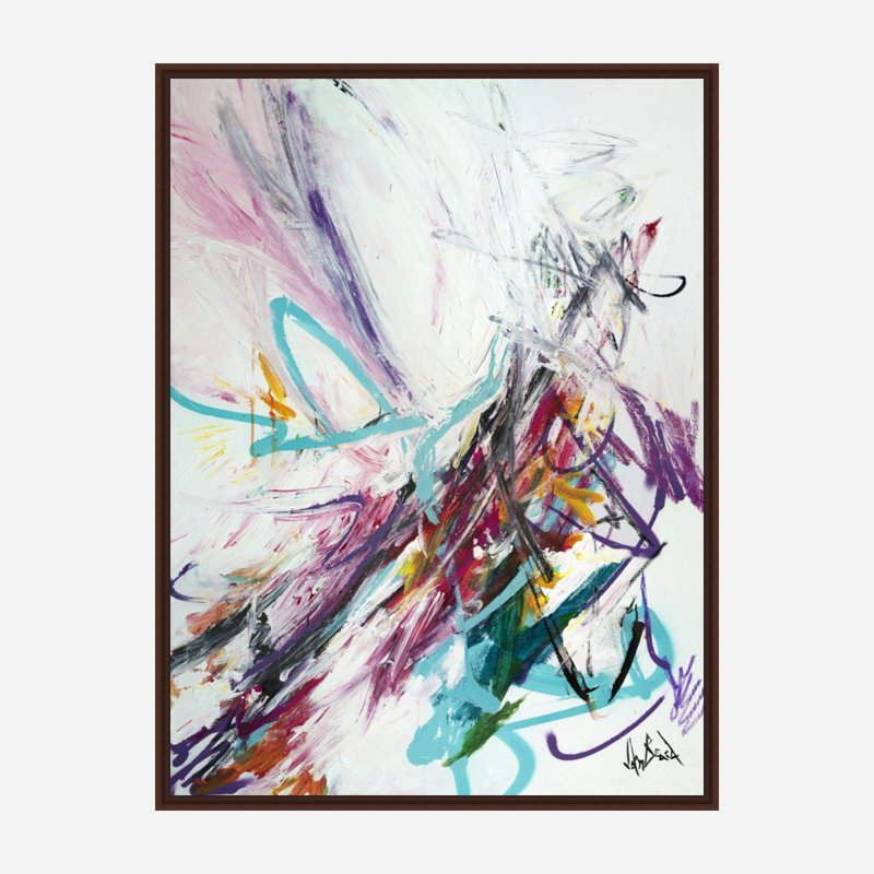 Abstract Print by John Beard, 24" H x 30" W x 1.75" D, Brown Framed Canvas