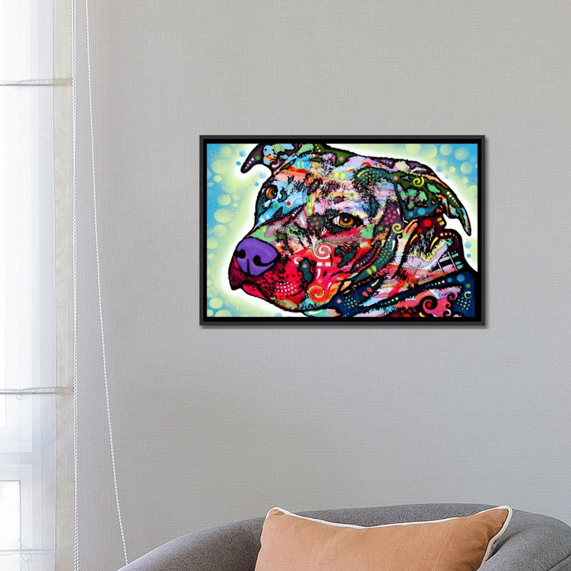« bulls eye », impression sur toile, H 18 po x l 26 po x P 1,5 po, Toile avec cadre noir