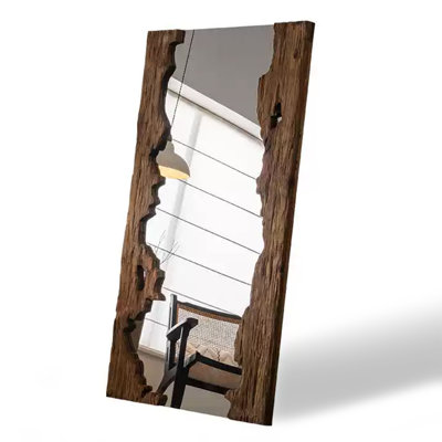 Wabi-Sabi Irregular Pine Full-Length Mirror – Rustic Artistic Wall-Leaning Decor Mirror