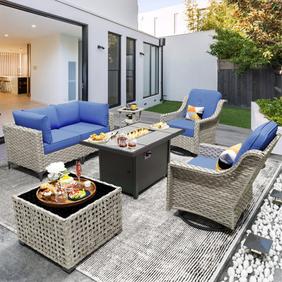 7 - Piece Outdoor Wicker Sectional Seating Group with Cushions by Lark Manor