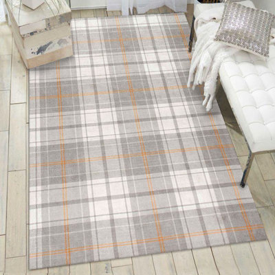 Tapis rectangulaire gris en polypropylène tissé à la main Coria