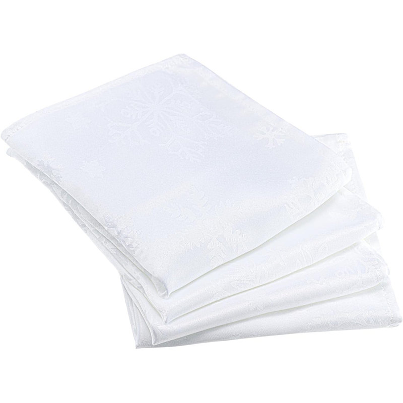 Alonta Polyester Blizzard Snowflake Square Napkin, White