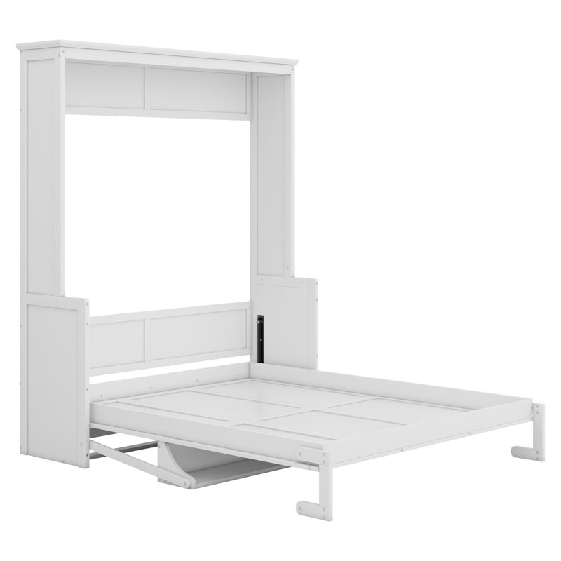Queen Size Murphy Bed With A Shelf, White