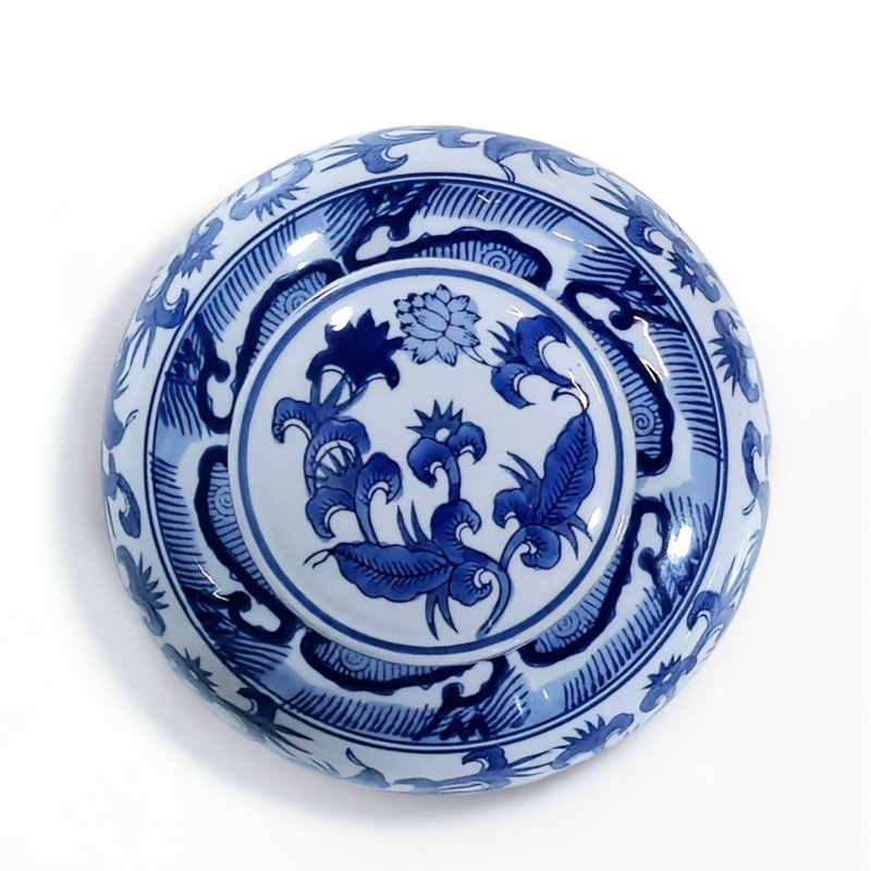 Pot à gingembre en porcelaine 9 po avec cerf chinois, Bleu