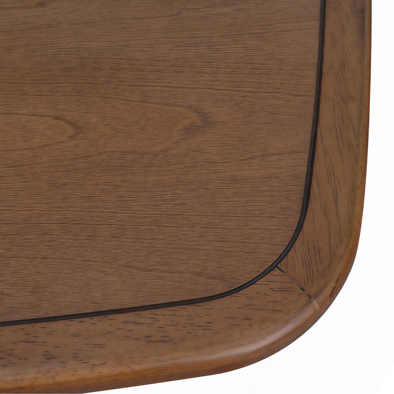 Table de salle à manger moderne en bois avec tablette de rangement, finition noyer