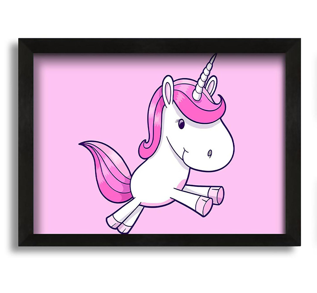 Gerahmtes Leinwandbild Leaping Unicorn Pink