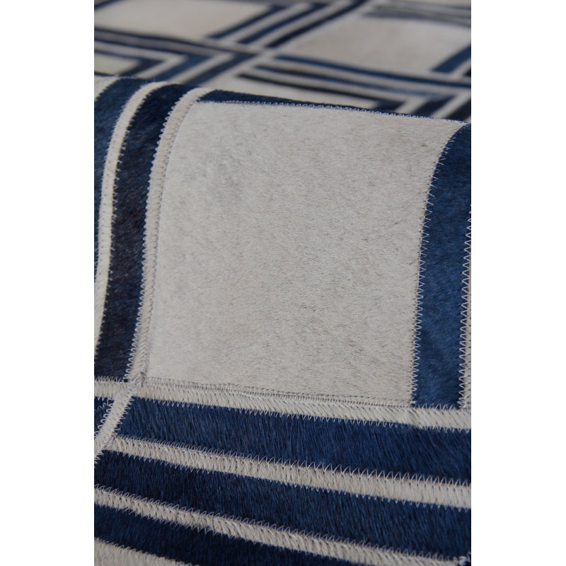 Natural Hide Cowhide Geometric Area Rug, Rectangle 9'6" x 13'6"