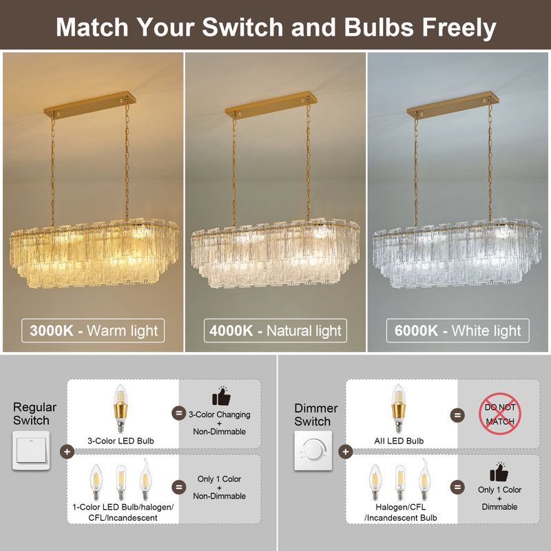 Lustre 8 lumières moderne en cristal givré ovale doré de 39 x 14,6 pouces, hauteur réglable