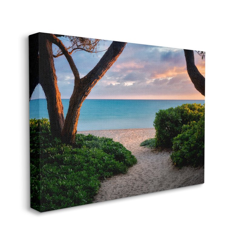 "Au-527", toile entre les arbres, chemin de sable sur toile par Dennis Frates, photographie, H 16 po x l 20 po x P 1,5 po