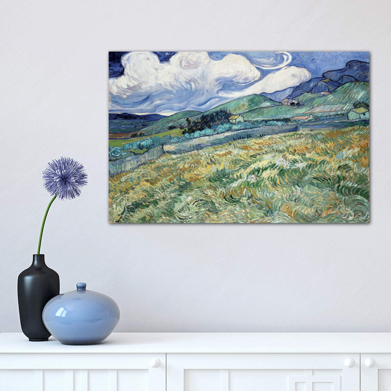 Paysage à Saint-Remy par Vincent Van Gogh - reproduction d'art, H 12 po x l 18 po x 1,5 po, Toile tendue