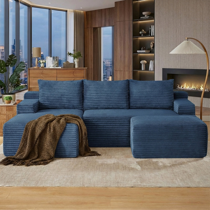 Canapés modulaires confortables Boneless Couch pour le salon, canapé modulaire en U en forme de nuage, canapé modulaire minimaliste avec assise profonde