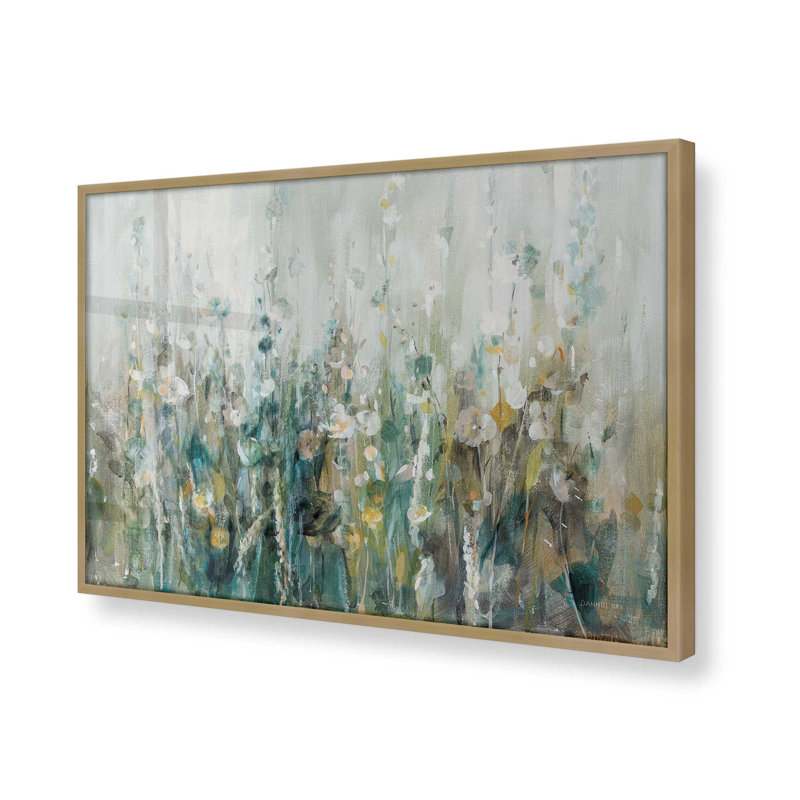Motif de fleurs sauvages, Cadre doré brossé, H 9,25 po x l 11,25 po x P 1,25 po