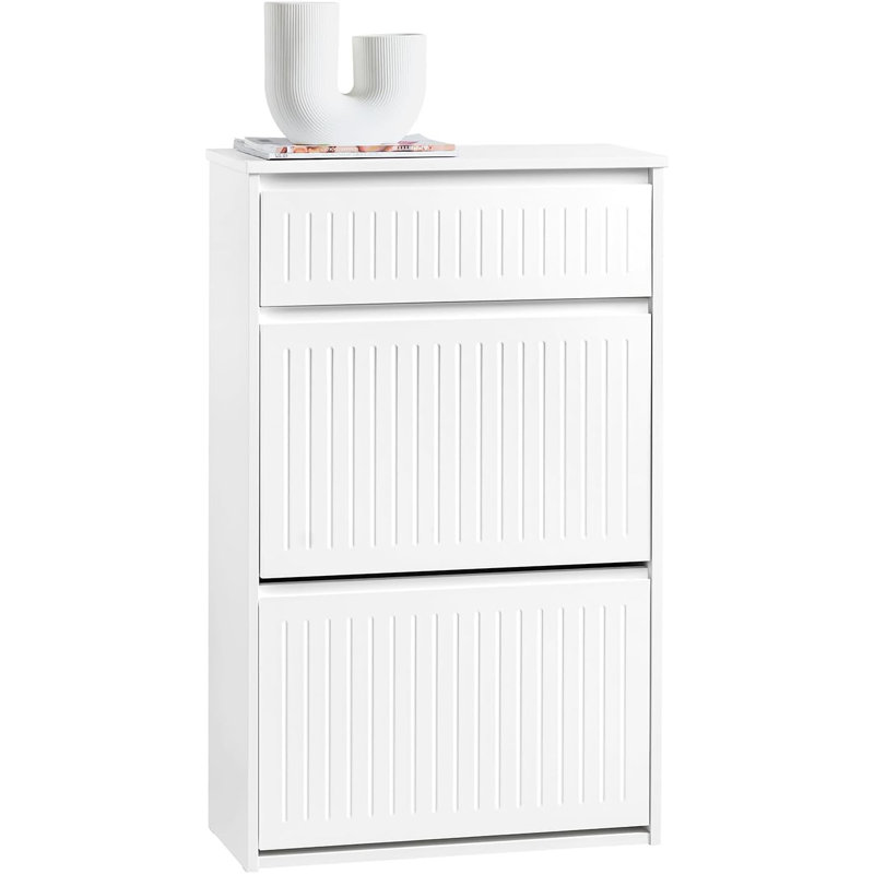 6 Pair Shoe Cabinet, White