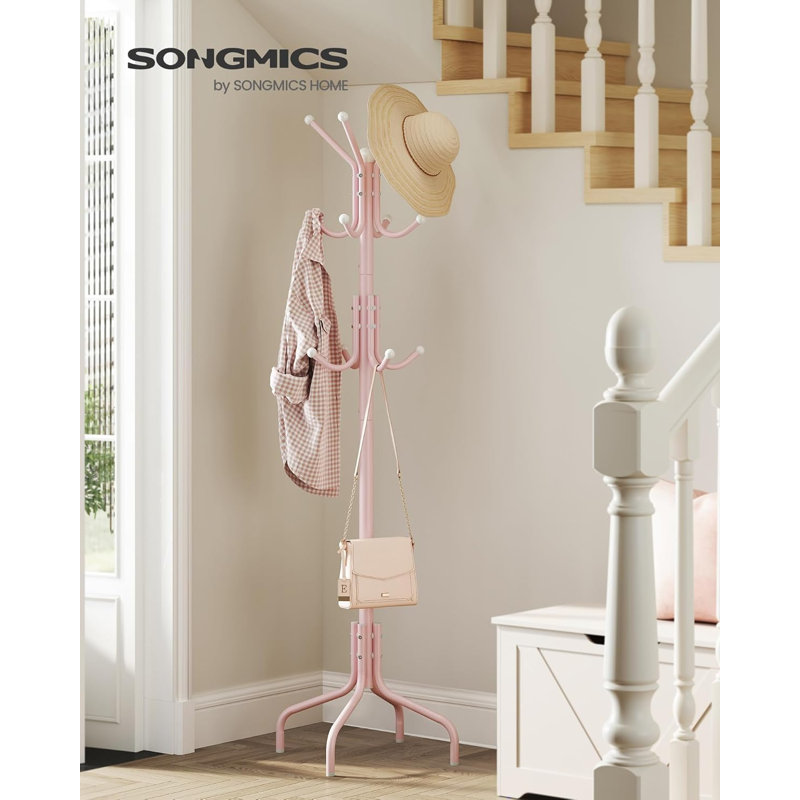 Coat Rack Freestanding, Metal Coat Rack Stand With 12 Hooks And 4 Legs, Holds Clothes, Hats, And Bags