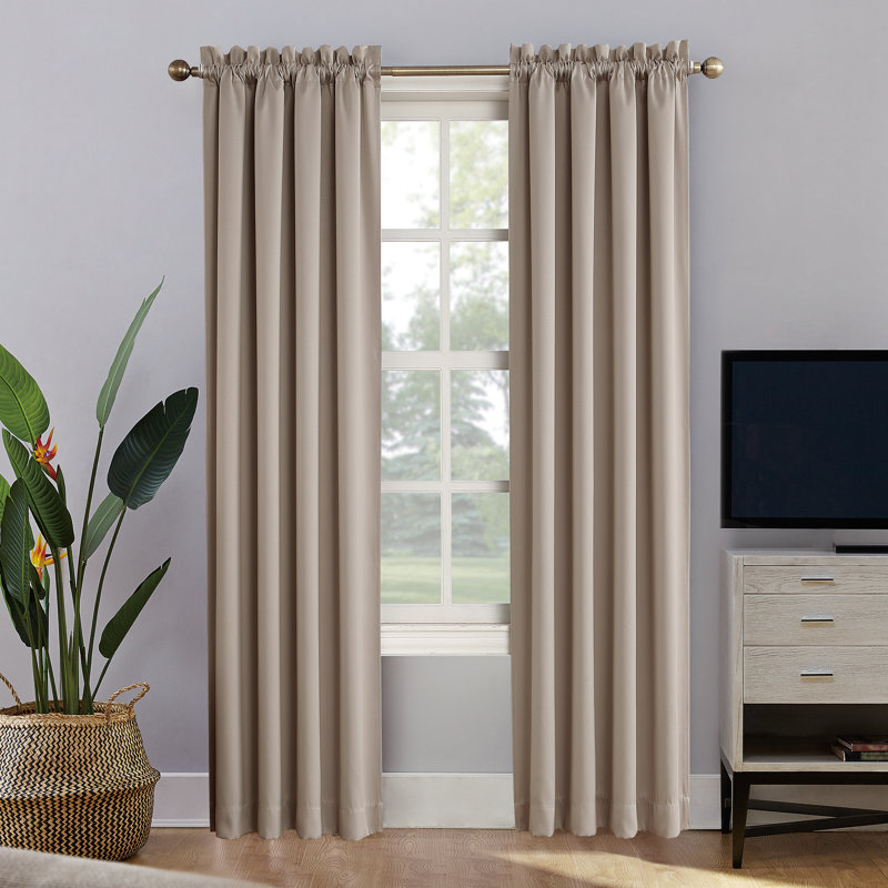 Panneau de rideau 100 % occultant avec passe-tringle de qualité cinéma Oslo Sun Zero, l 52" x L 63", Pierre