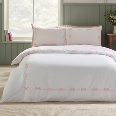 Bow Embroidery Duvet Cover Set