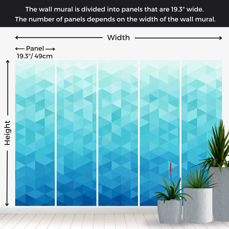 Peel & Stick Abstract Wall Mural - Azure Pixel, 27" L x 38" W