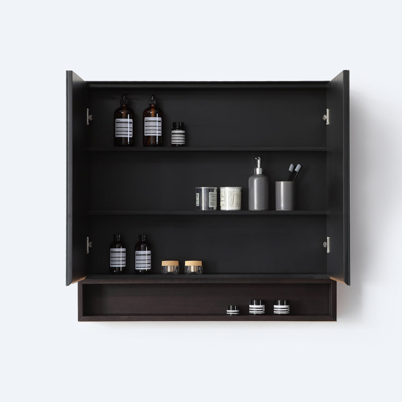 Bergen 36" Medicine Cabinet, Matte Black/Dark Walnut