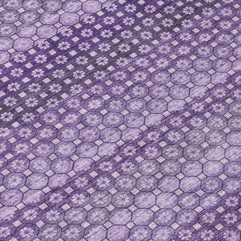 Lavender Striped Synthetic Washable Indoor/Outdoor Rug 30" x 20"