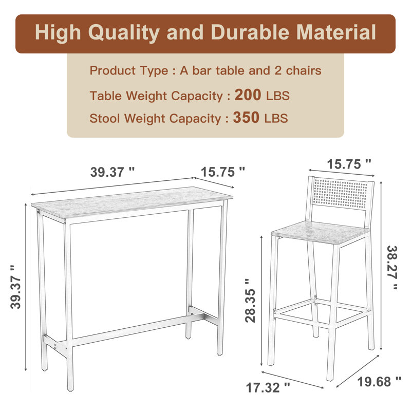 Scarbrough 2 - Person Four Leg Base Dining Set