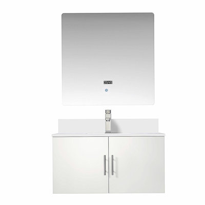 Bath sink with faucet set and LED mirror
