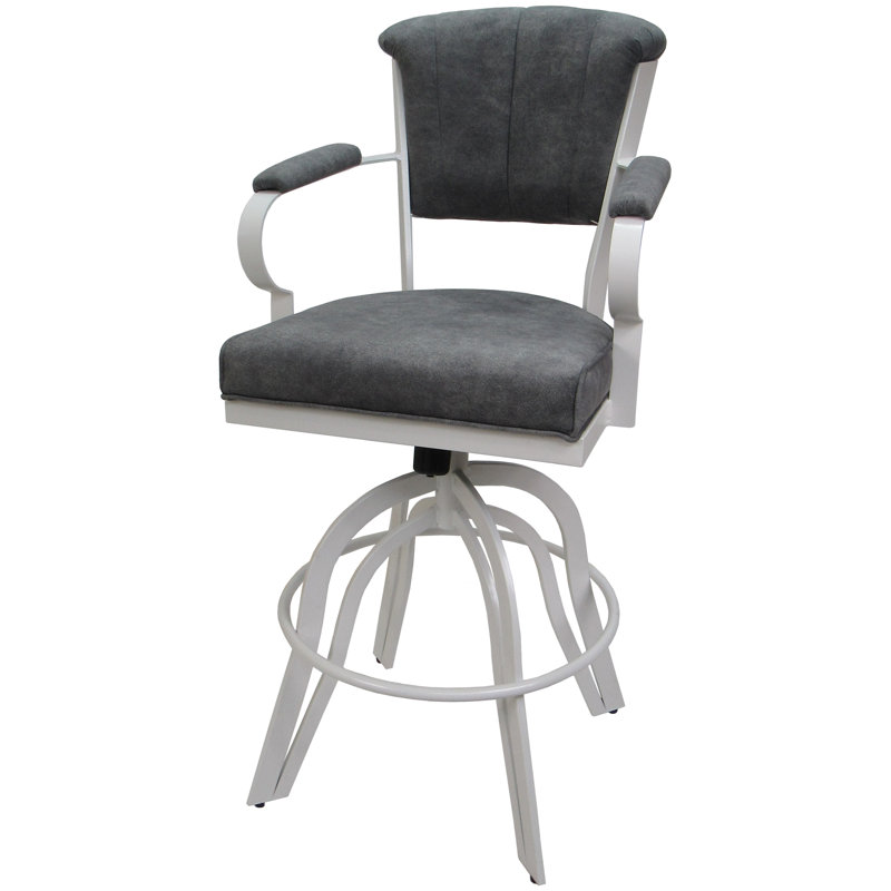 Raddie Swivel Metal Bar Stool 30" Seat, White, Light Gray