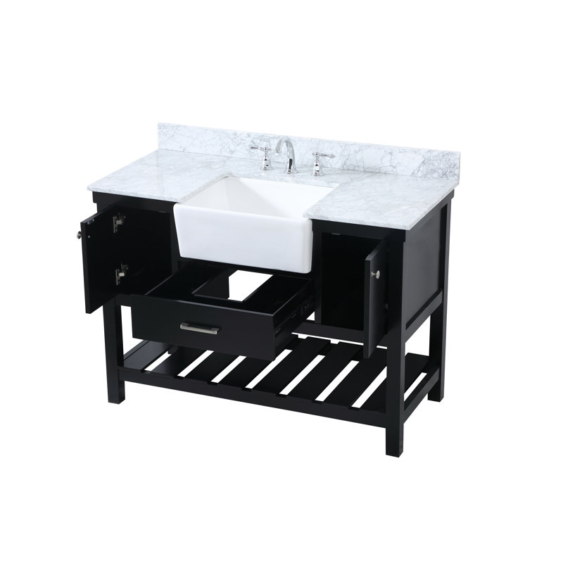 Meuble-lavabo simple 48 po avec dosseret Pelaghia, Noir, noir, noir, noir