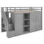 Lit mezzanine fonctionnel avec 3 tablettes, 2 armoires et 2 tiroirs, échelle avec rangement, aucun sommier nécessaire-1525404904