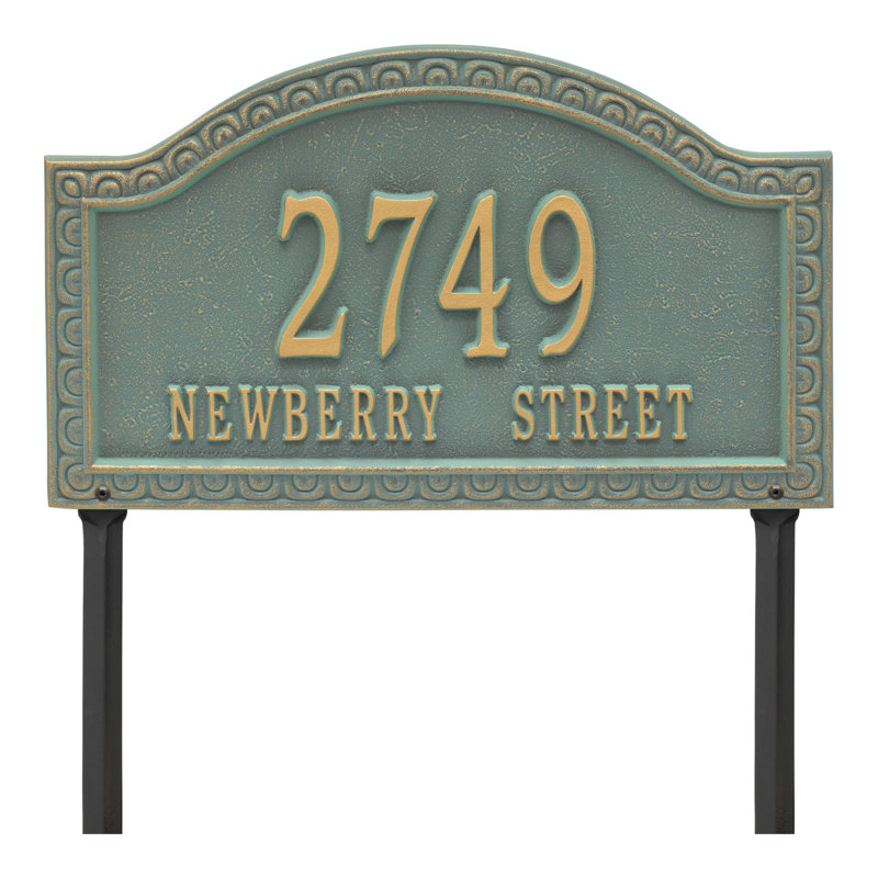 Penhurst Personalized Grande 2-Line Lawn Address Sign, Bronze/Verdigris, Yes