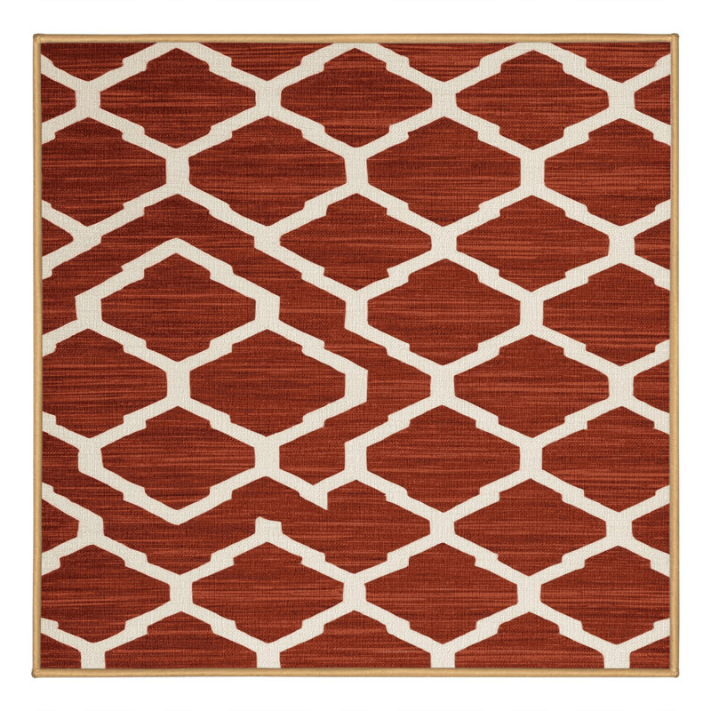 Machine Washable Trellis Brown Area Rug, Square 5'