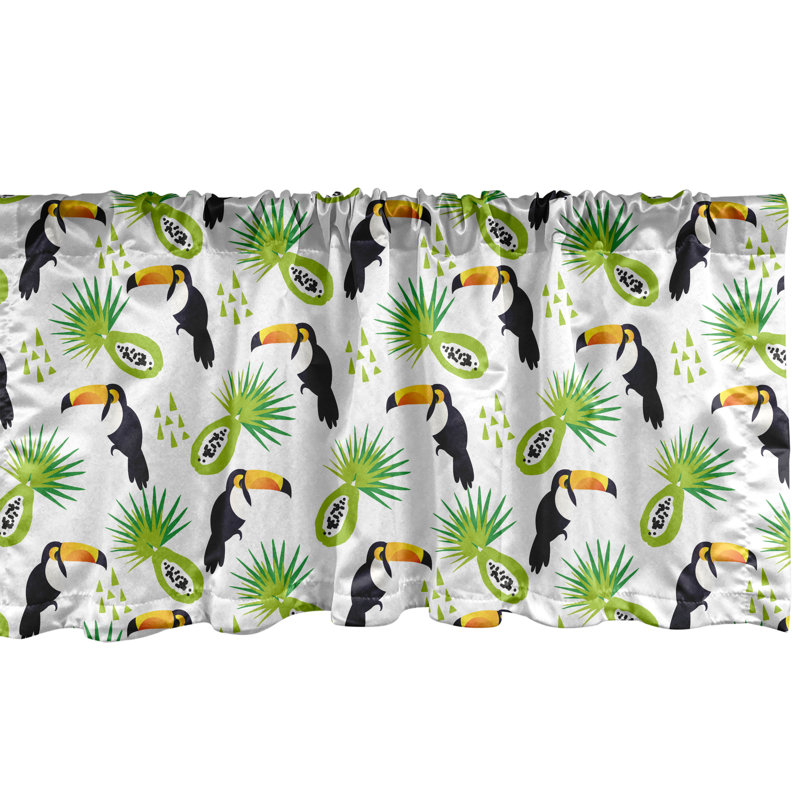Green and White Tropical Toucan Satin Valance 54'' x 12''