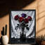 Art mural rétro noir encadré rose mortuaire, impressions de style gothique foncé-309798971
