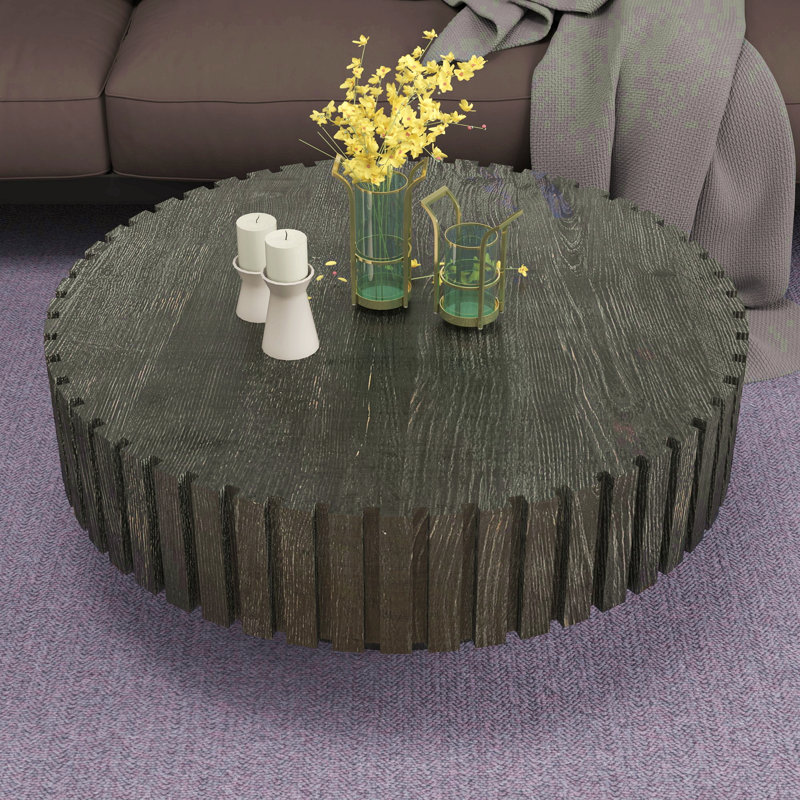 Table basse moderne noire minimaliste moderne, couleur et texture de bois naturel de 31,4 pouces, esthétique de l'espace convenant à un assemblage facile dans les salons, les salles d'étude et les salles à manger