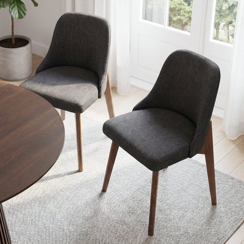 Chaise rembourrée en bois massif H 32,7 po, Gris foncé