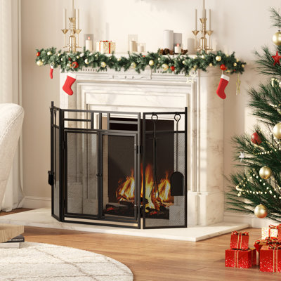 Stange 3 Panel Steel Fireplace Screen