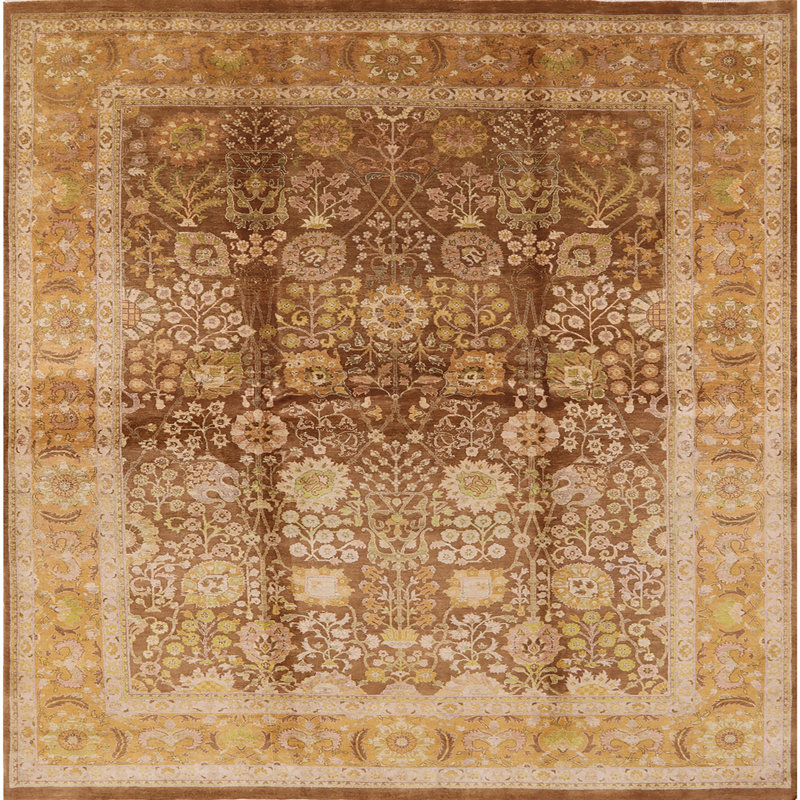 Tapis beige / brun Mayme, Carré 6 pi