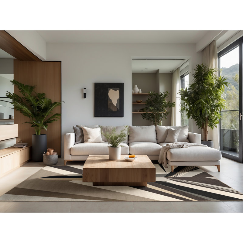 Soft Plush Garrett Buenos Aires Obelisk Modern & Contemporary Geometric Area Rug in Beige – Beige Binding, 3x5