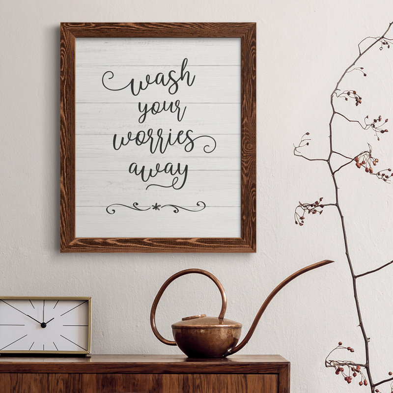 «Wash Worries», art textuel sur toile, Érable, H 37,5 po x l 27,5 po x P 1,5 po