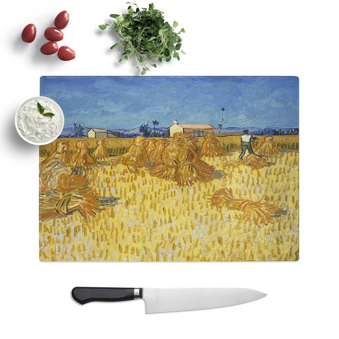 Corn Harvest in Province by Vincent Van Gogh Chopping Board