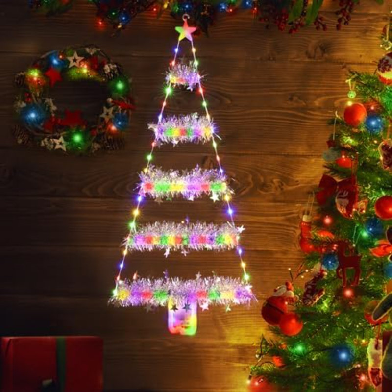 Christmas Decorations Indoor Lights, 2.65Ft LED Christmas Lights, Multicolor Christmas Wall Window Hanging Lights, Battery Operated Holiday Decorative Lights For Outdoor, Garden, Home Décor