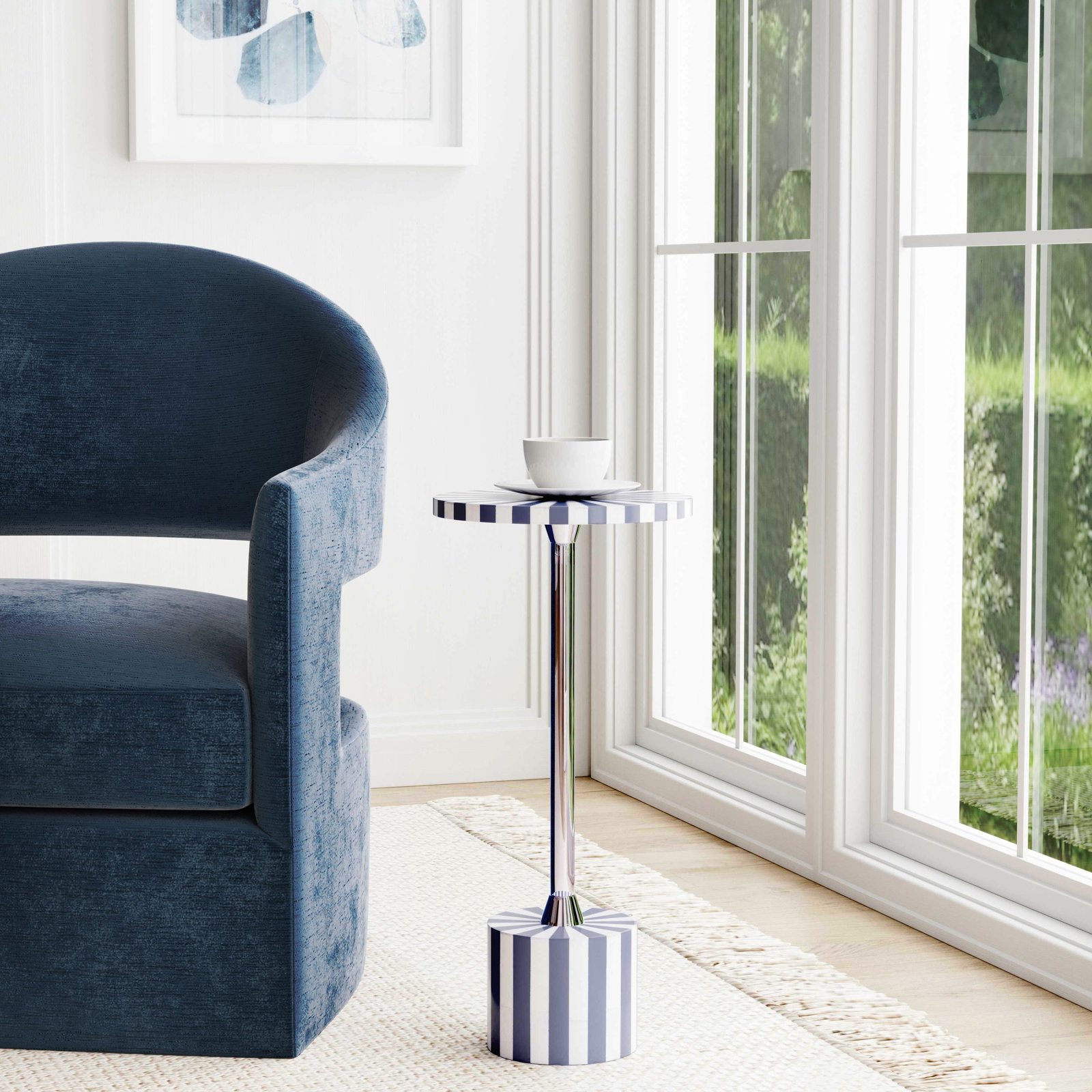 End Table, Gray/Silver