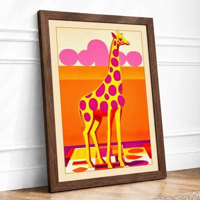 Playful Giraffe Modern 1 Piece Single Picture Frame Wall Art