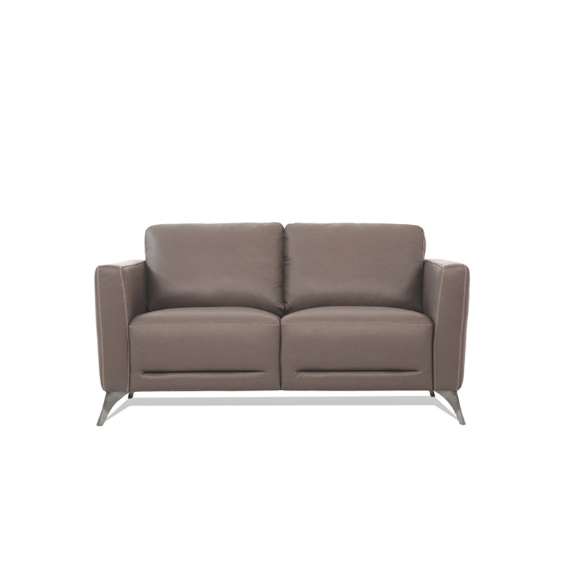 Causeuse en cuir taupe de Malaga (assemblée), Brun