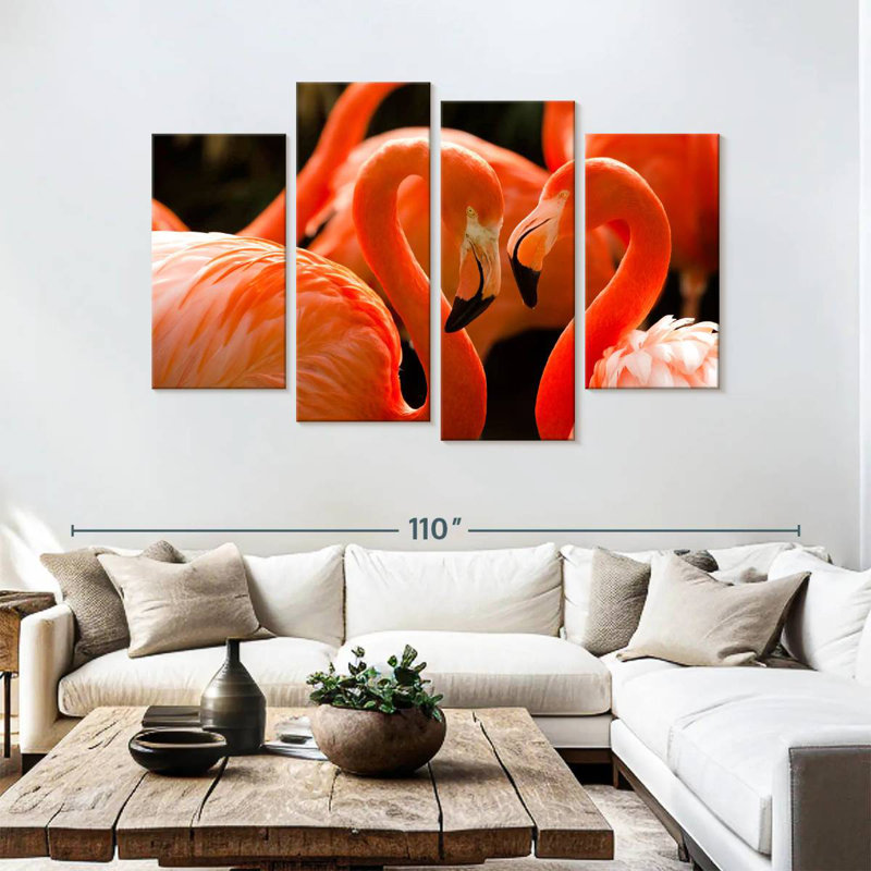 Brampt Heart Shaped Flamingos, 54" H x 84" W