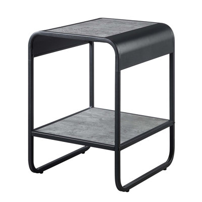 Table de bout à 1 tablette en béton gris et noir