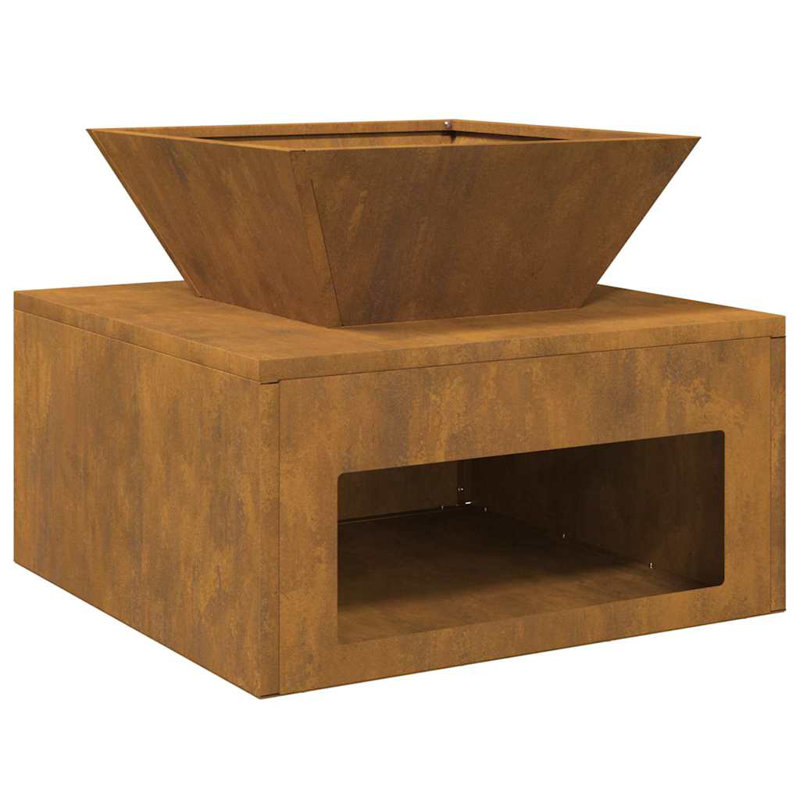 Fire Pit 50 X 50 X 40 Cm Steel, Light Brown