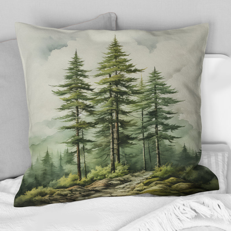 Coussin imprimé Green Pine, H 16 po x l 16 po, Carré