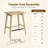 AllForWood Thor Wicker Premium Solid Wood Counter Stool 24", Set of 2, Backless Counter Height Stool with Hand-Knitted Rope, Eco-Friendly Modern Design (Light Oak)-868850891-868823066