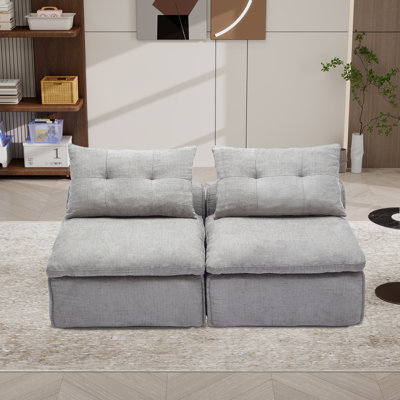 Boneless Modern Modular Sofa,2-Seats Floor Sofa Couch With Pillows